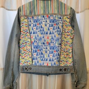 Upcycled Vintage Denim Jacket With Nautical Theme